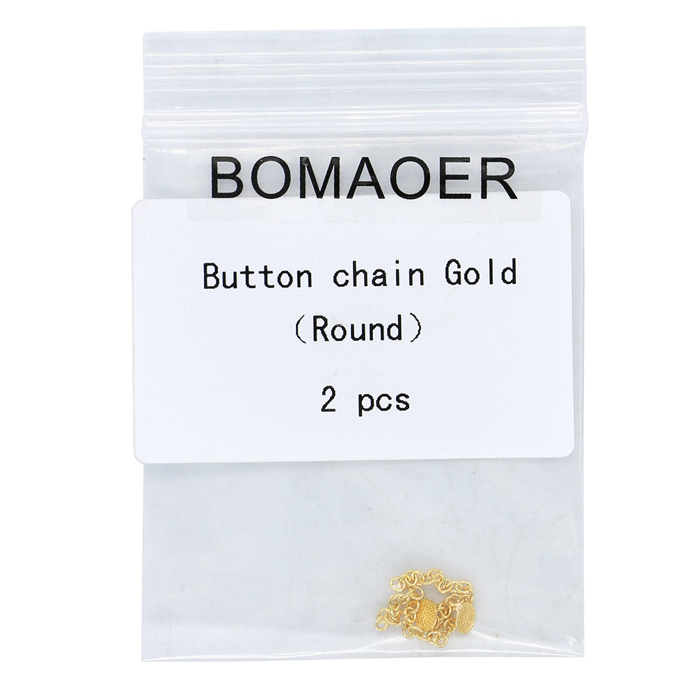 1 Pack Dental Orthodontic Button Chain Gold Round 2Pcs/pack