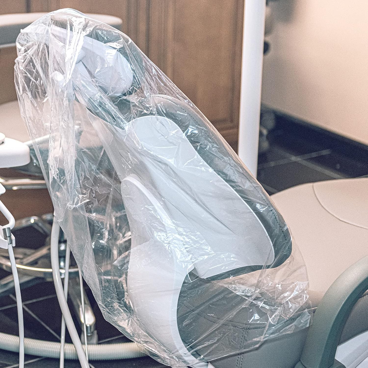 JMU 200Pcs Dental Half Chair Cover, 32″ x 32″ Disposable Clear Plastic Sleeve…