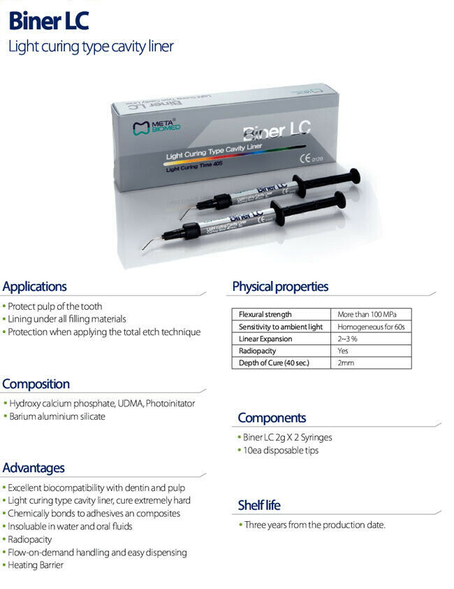 10 Pack of Meta Biner LC Light Cured Radiopaque Fluoride Releasing Cavity Liner