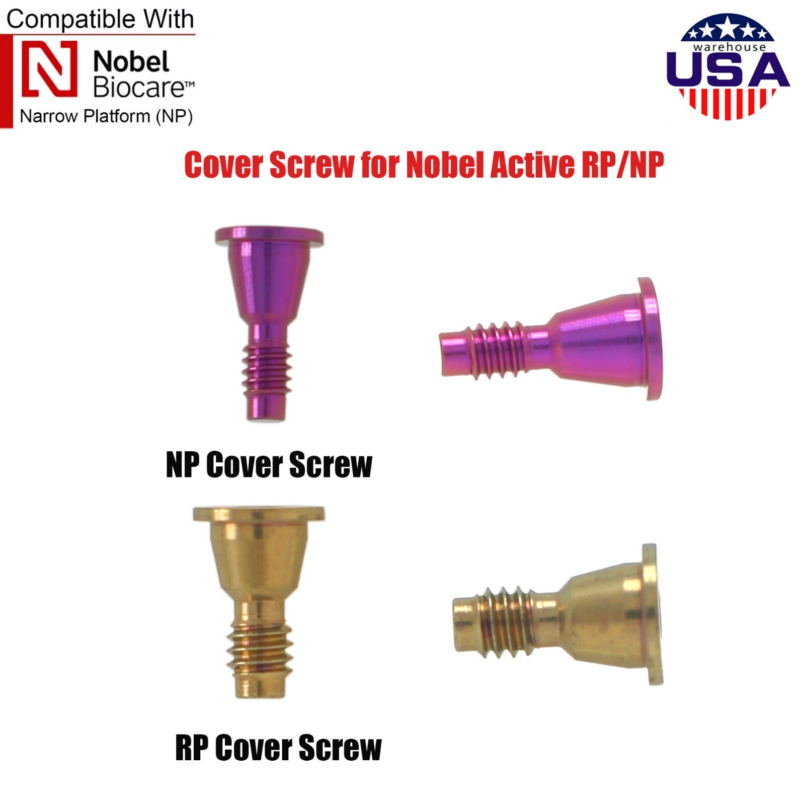 US Dental Fits Hiossen Nobel Cover Screw Cap R/M NP/RP for Oss Healing Abutment