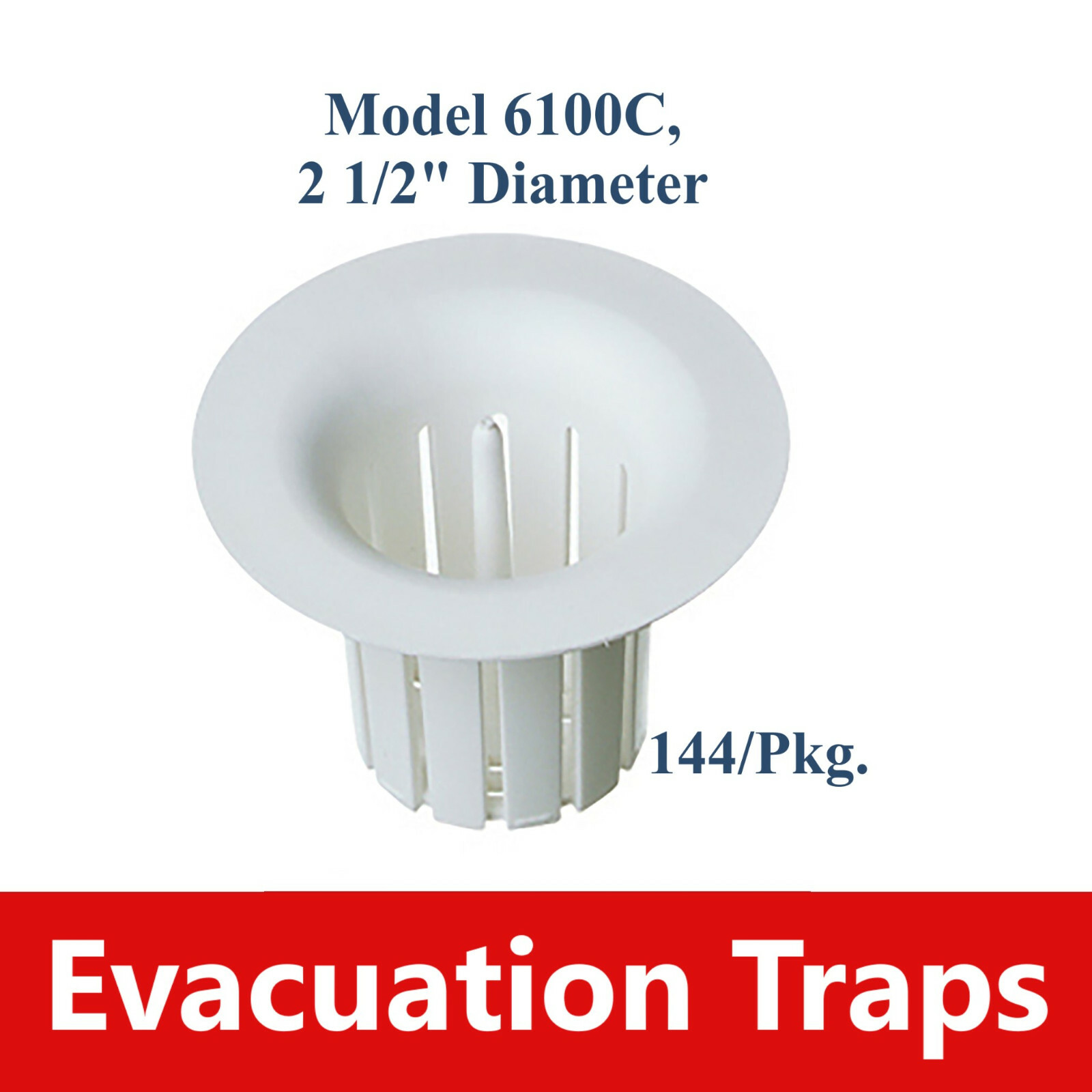 Dental Disposable Evacuation Trap Universal #6100 (6100C) 144/pk, 2 1/2″ Diametr