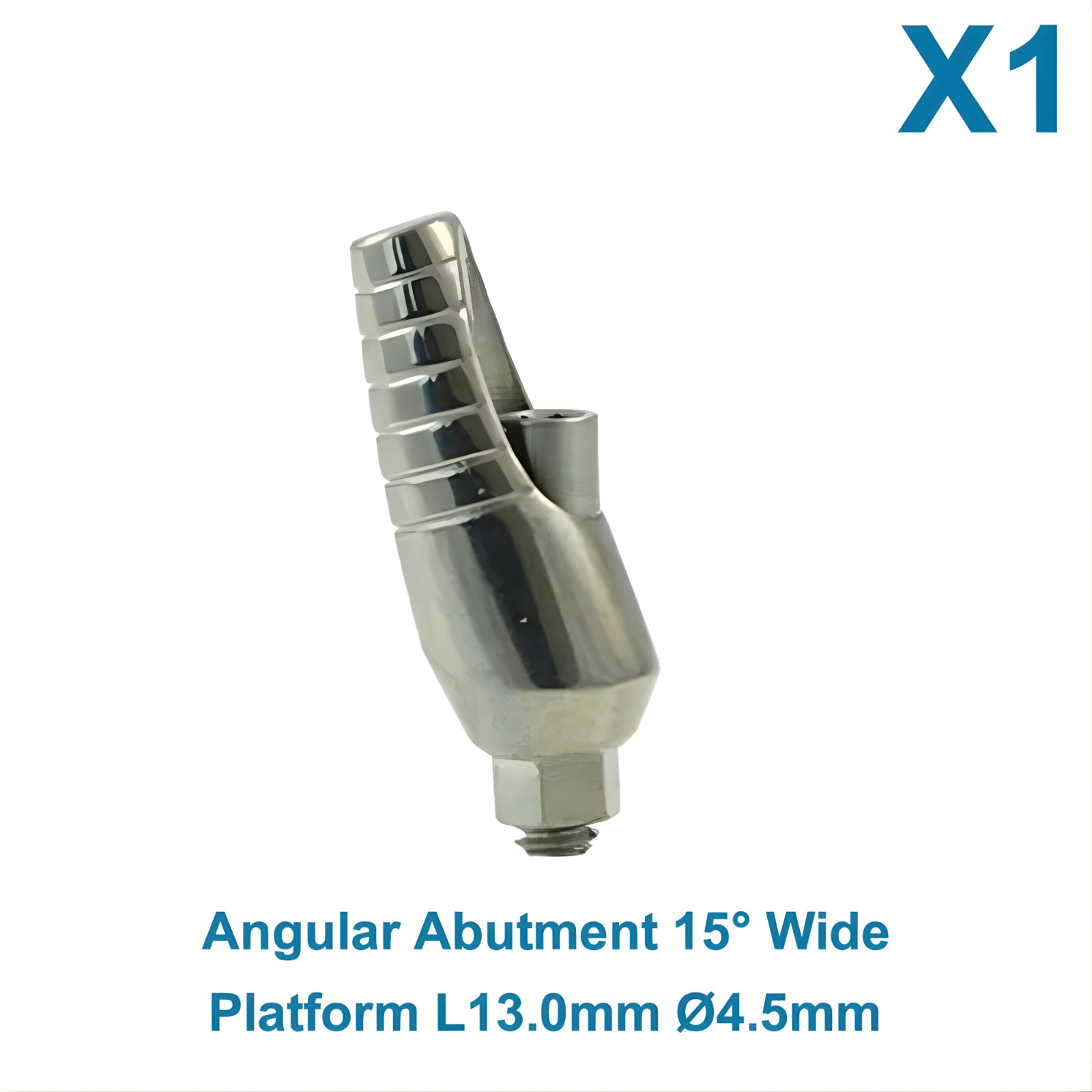 X1 Dental Angulated Abut ment 15° Wide Platform L13.0mm Ø4.5mm Int Hex Tool
