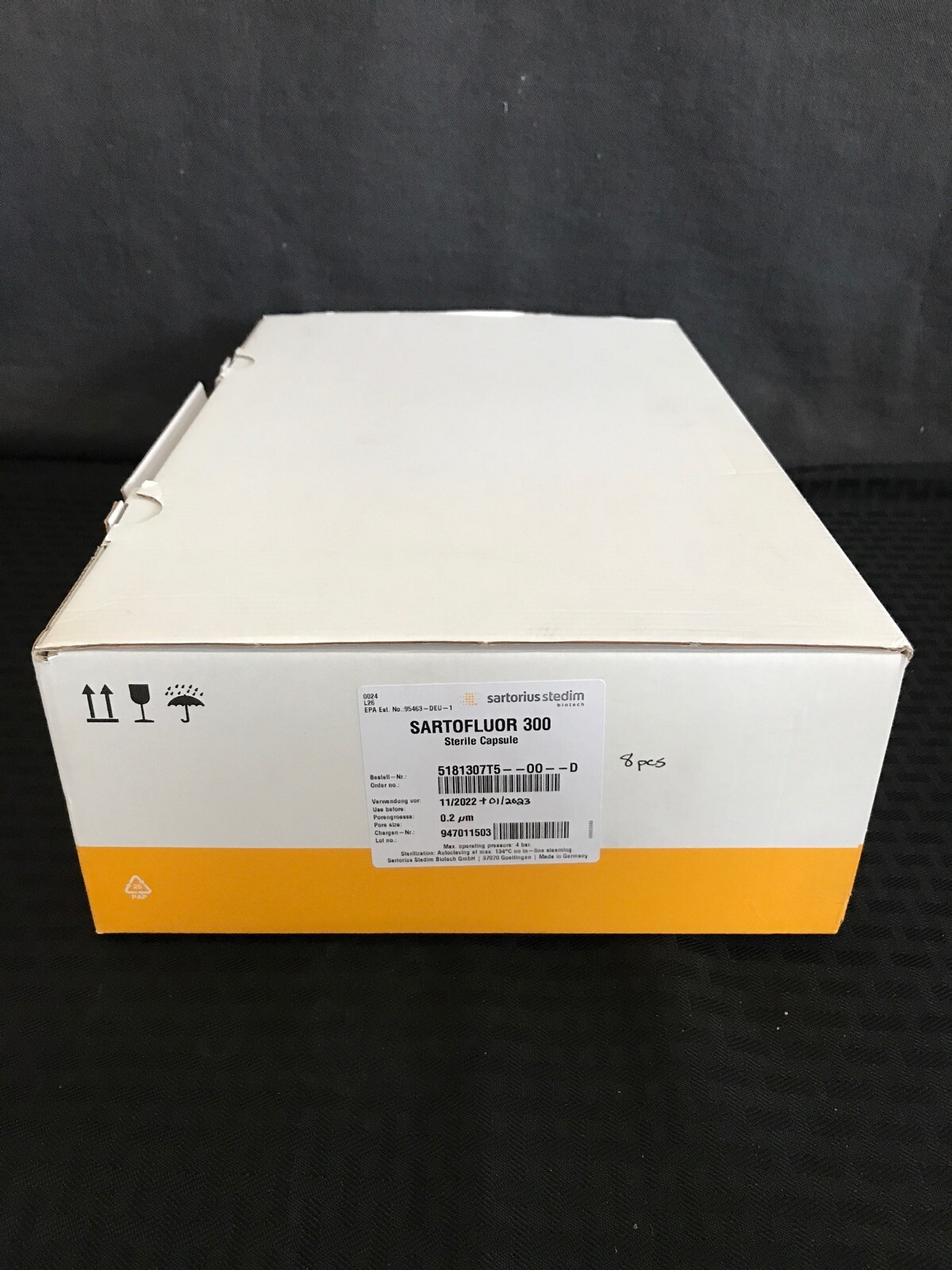 (8 Pcs) SARTORIUS Sartofluor 300 Capsule Filter 0.2um Size 5 4bar 5181307T5-00-D