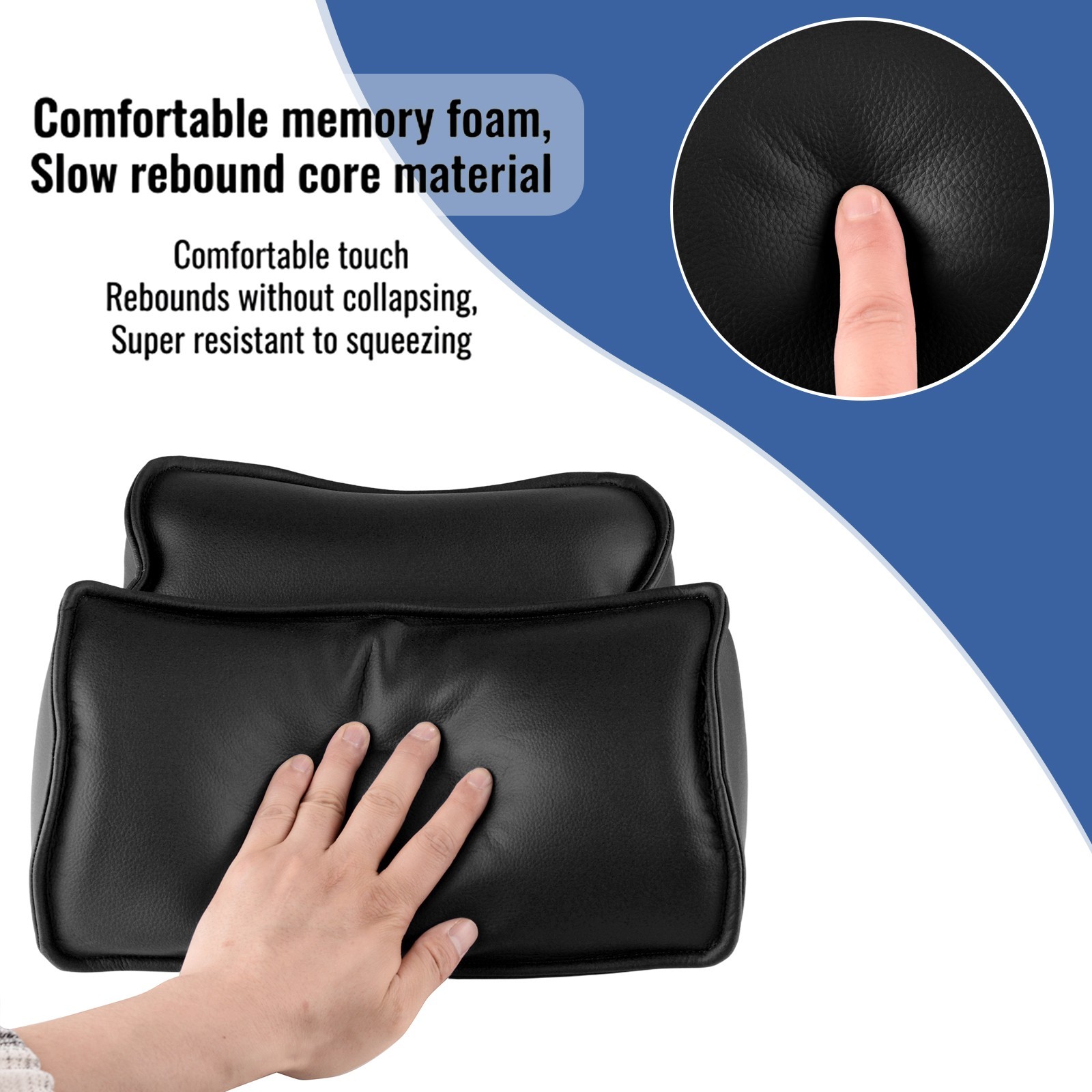 Dental Chair Neck Pillow Lumbar Cushion Set Memory Foam Microfiber Leather Black