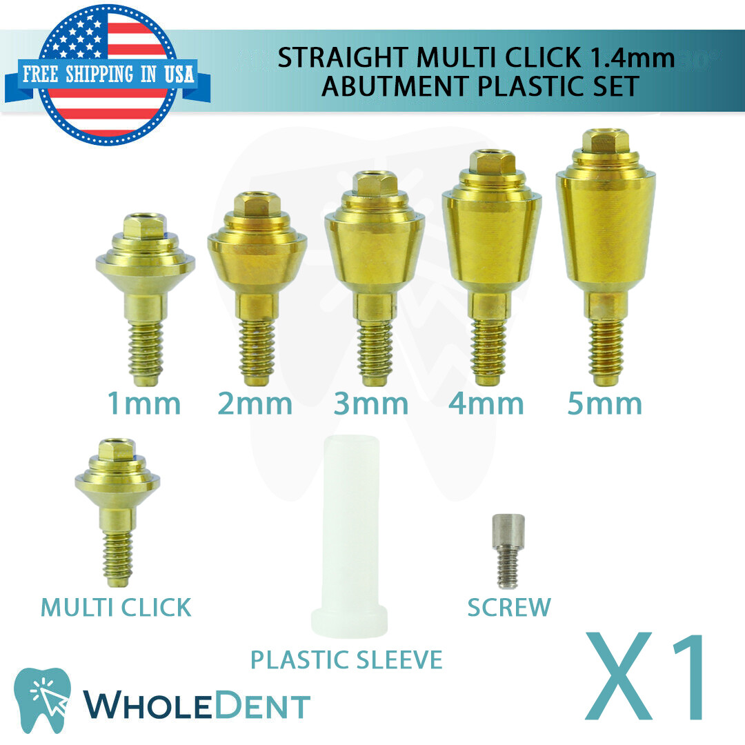 1x Straight Multi Unit 1.4mm Abutment Plastic Sets Including Fixation Screw