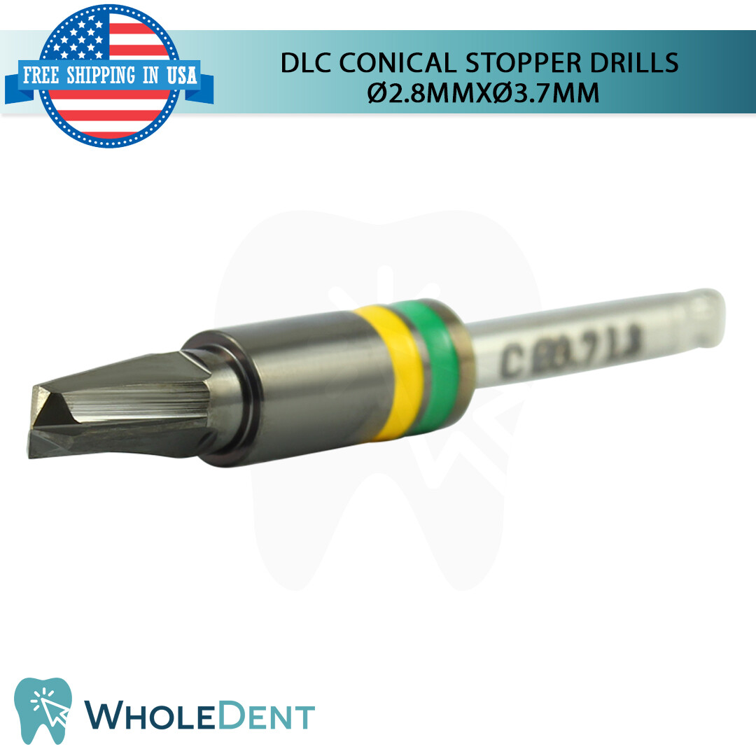 DLC Conical Integral Stopper Drill Ø2.8XØ3.7 Dental Im plant Tool Instrument