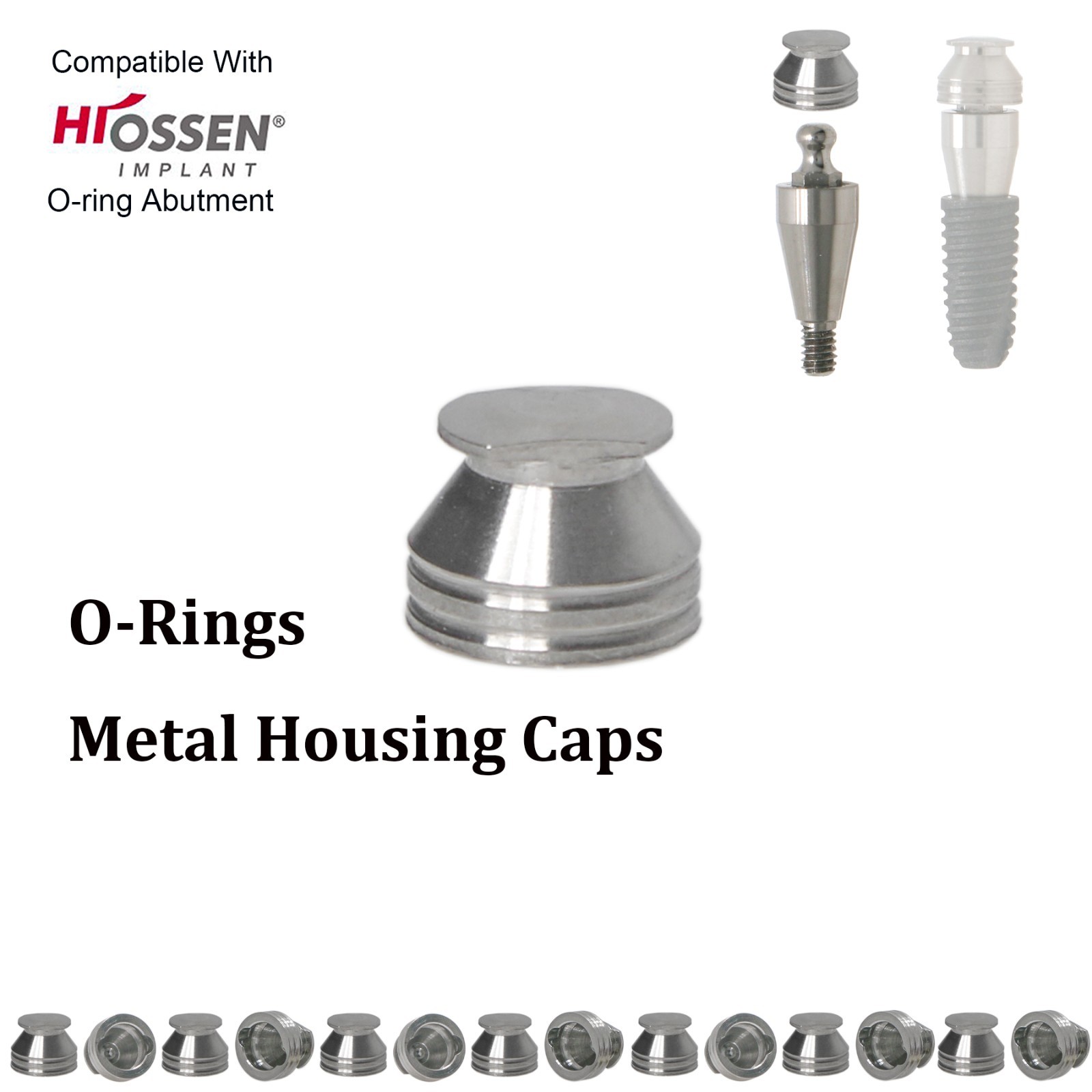 Dental O-Ring Retention Cap Kit for Ball Attachment Abutment Implant fit Hiossen
