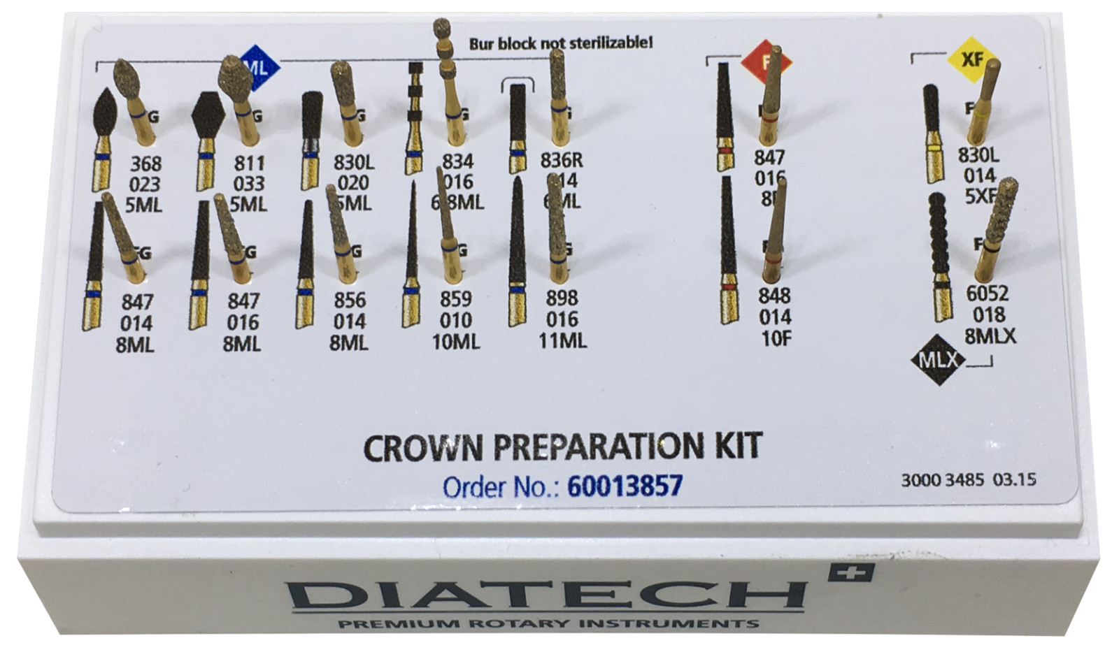 Coltene DIATECH Crown & Bridge Anterior Posterior Teeth Preparation Kit