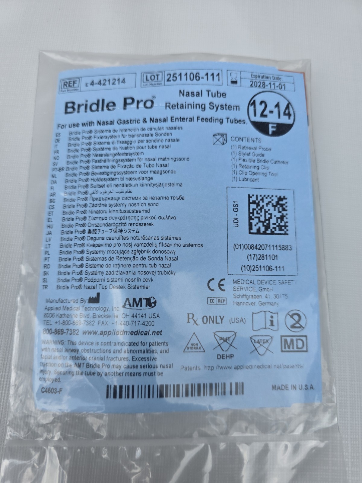 (1)Bridle Pro Bridle Nasal Tube Retaining System REF# 4-421214- 12-14 F EXP 2028