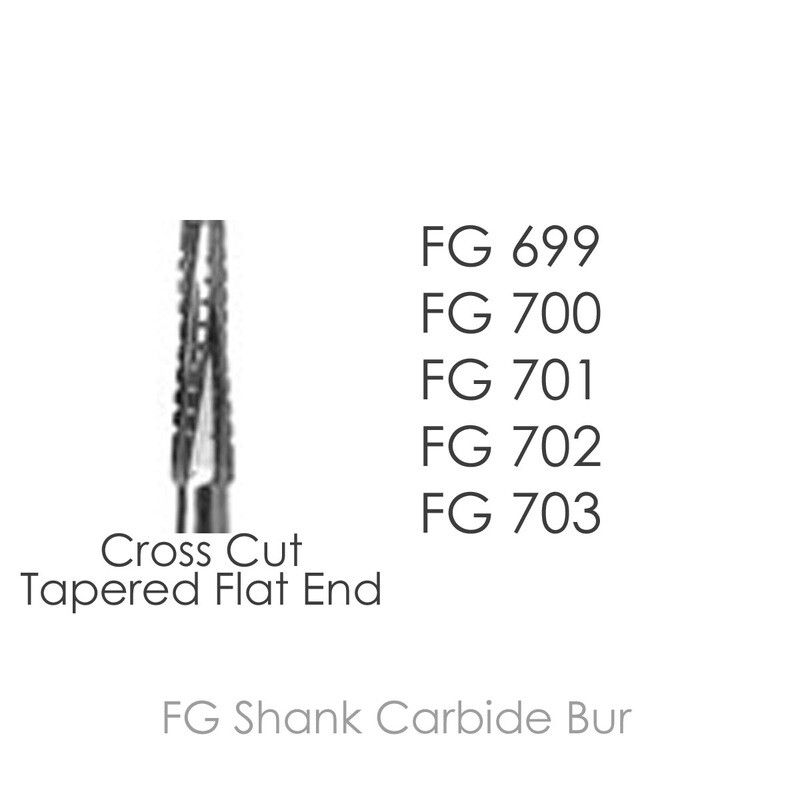 Meta BesQual Carbide Burs FG Friction Grip CROSS CUT TAPERED FLAT END Pkg/10