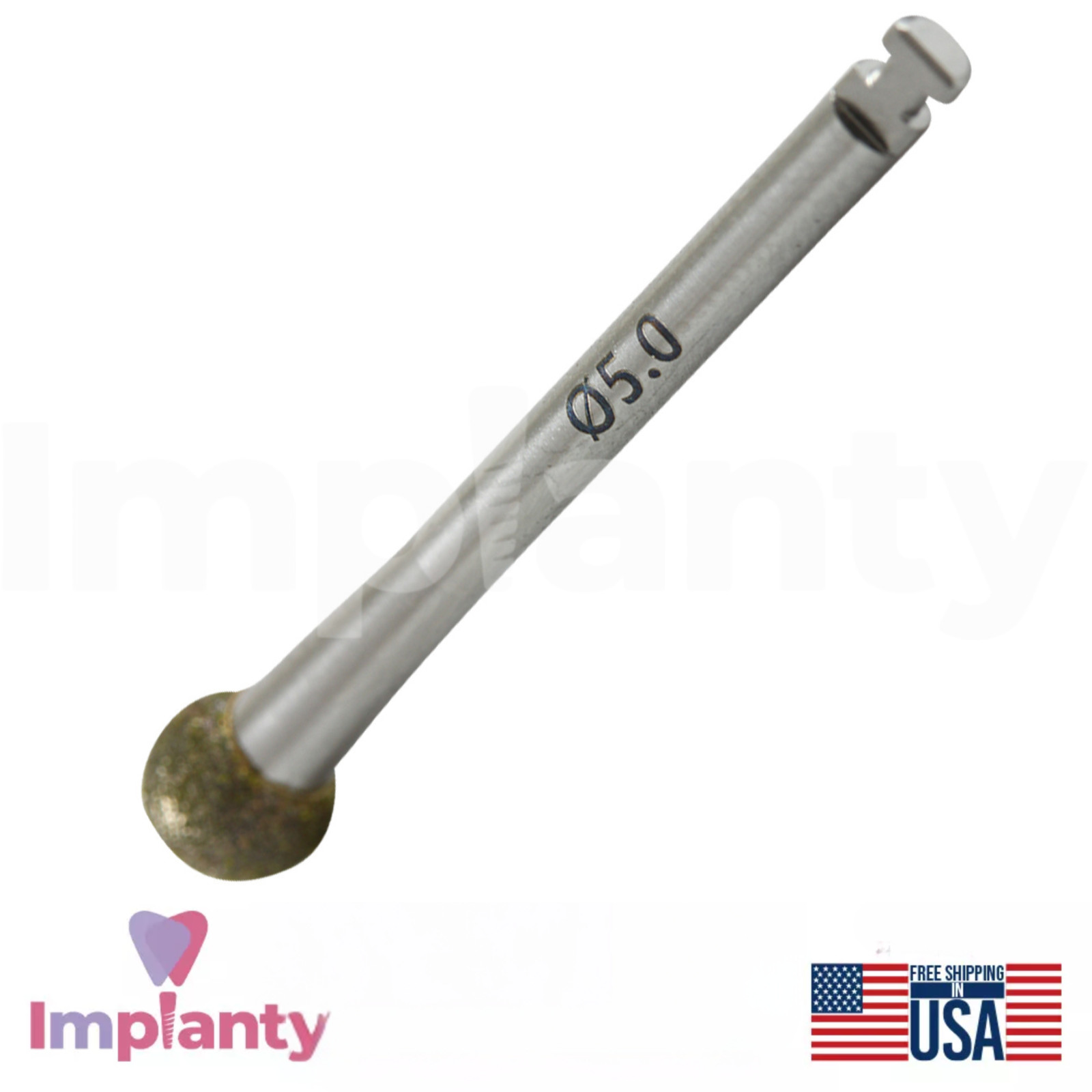 GDT Diamond Round Ball Head Bur Ø5.0mm Stainless Steel Latch-Type Shank