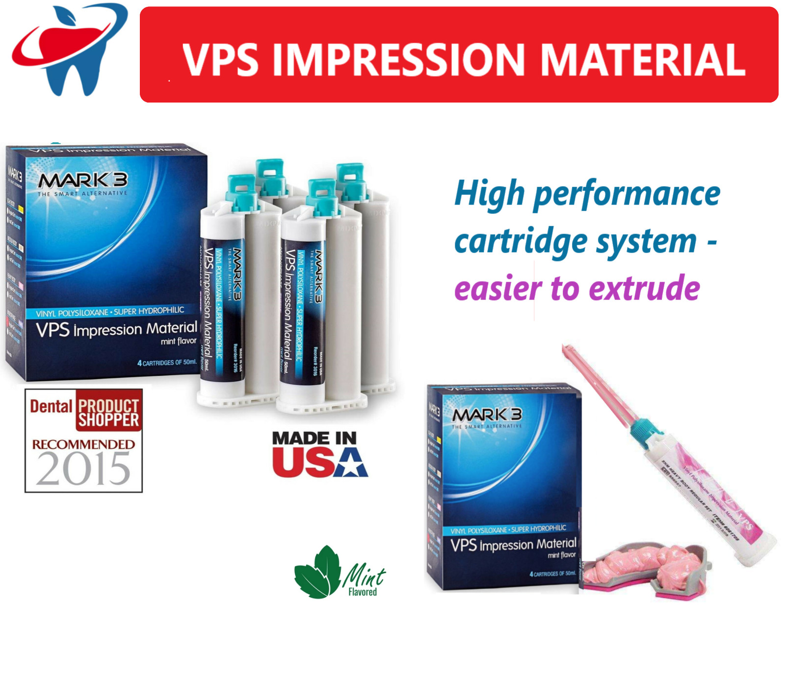 MARK3 Dental VPS Impression Material HEAVY BODY FAST SET Alginate made in USA
