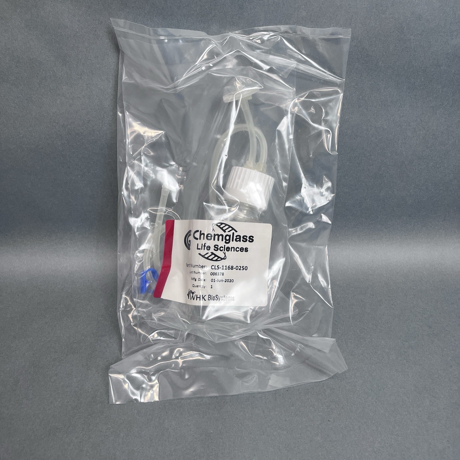Chemglass Media Bottle Assembly 250 ml 2 Port PETG Case of 10 Bottles