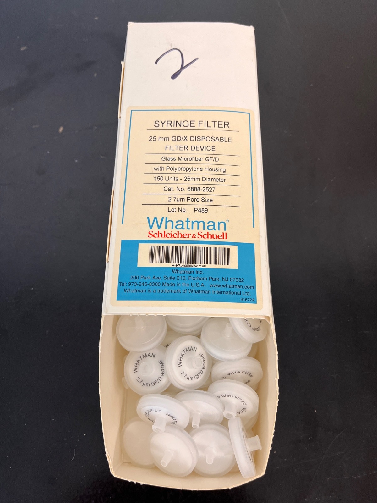 Whatman 6888-2527 GD/X 25mm Syringe Filter, Glass Microfiber GF/D 2.7 um 100+