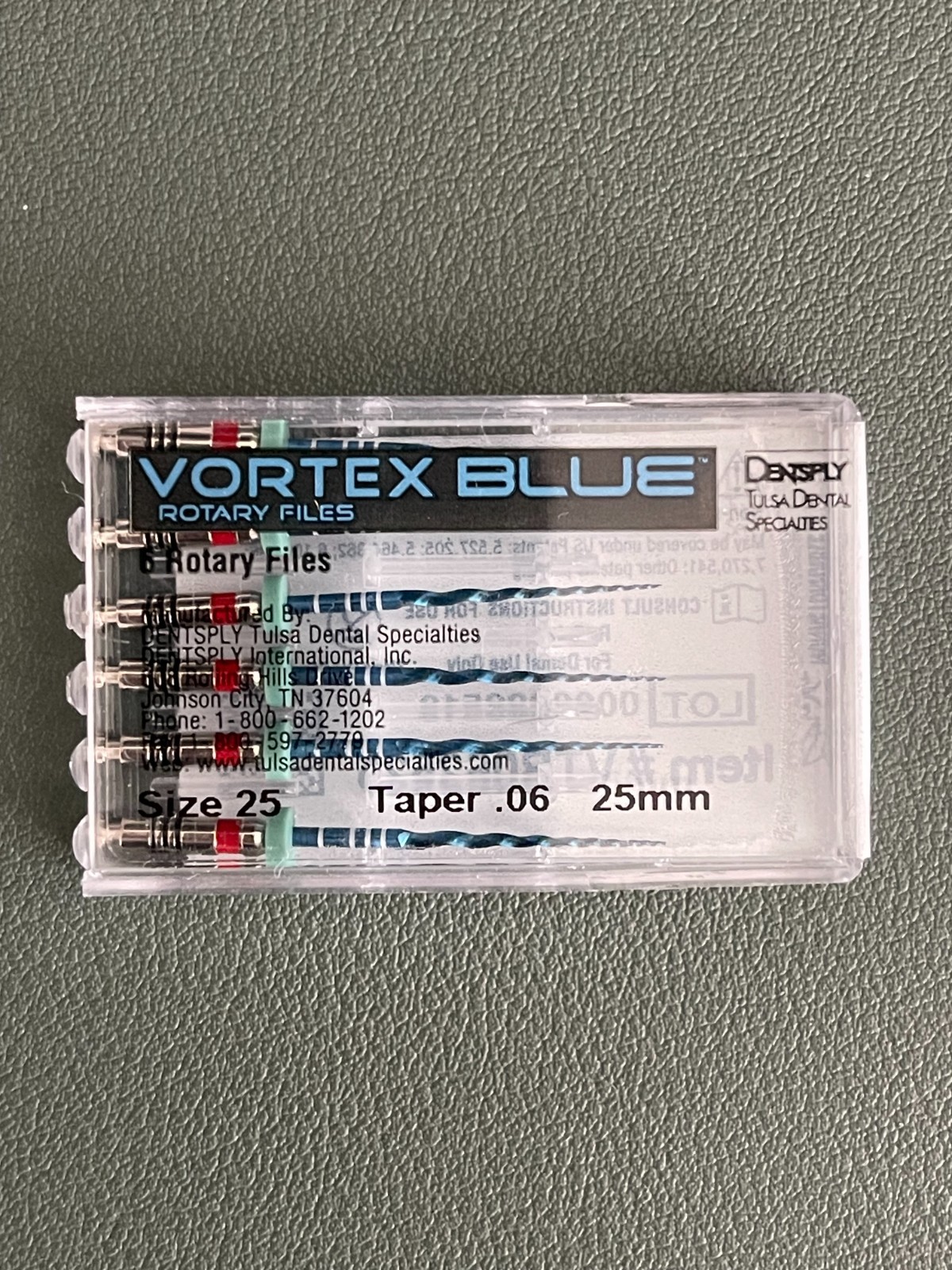 Dentsply Tulsa Dental Vortex Blue .06 Taper rotary files 6/pk , 38 PACKS NEW!