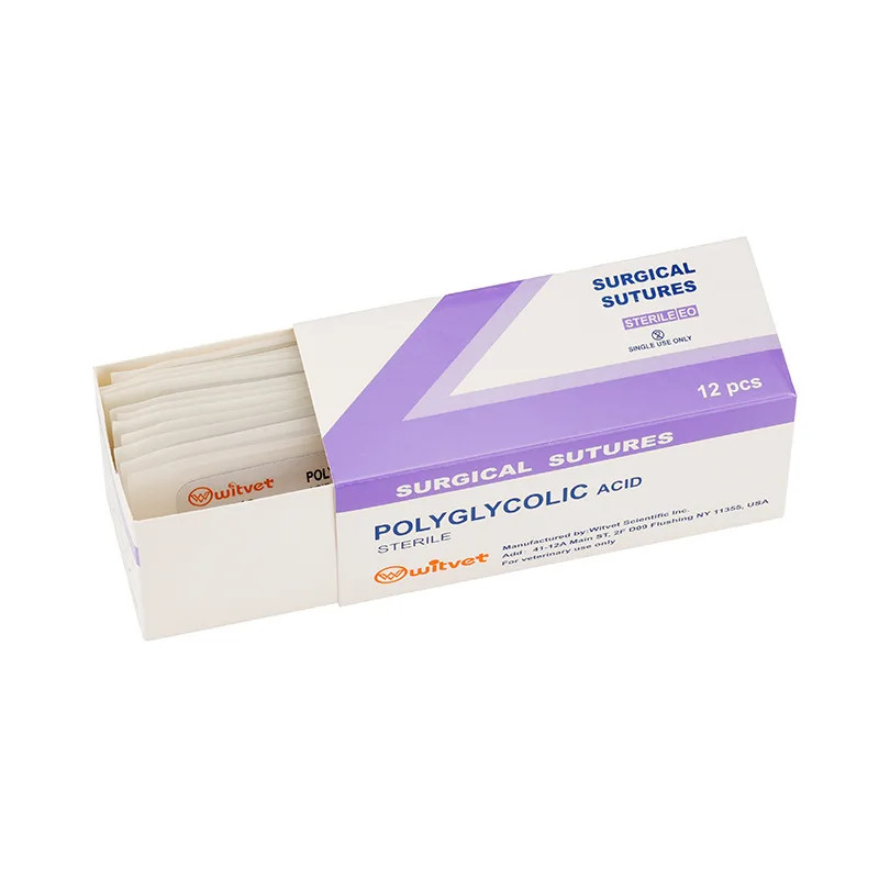 12Pcs Polyglycolic Acid Absorbable Suture PGA 75CM Veterianary Surgical Tools Me