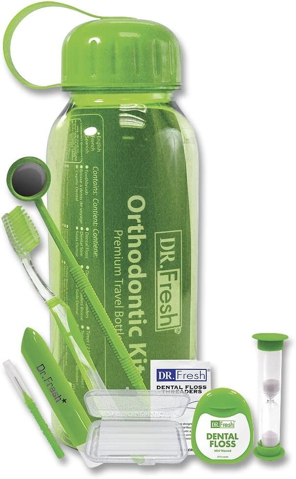 DR. FRESH ORTHODONTIC KIT PREMIUM TRAVEL BOTTLE GREEN