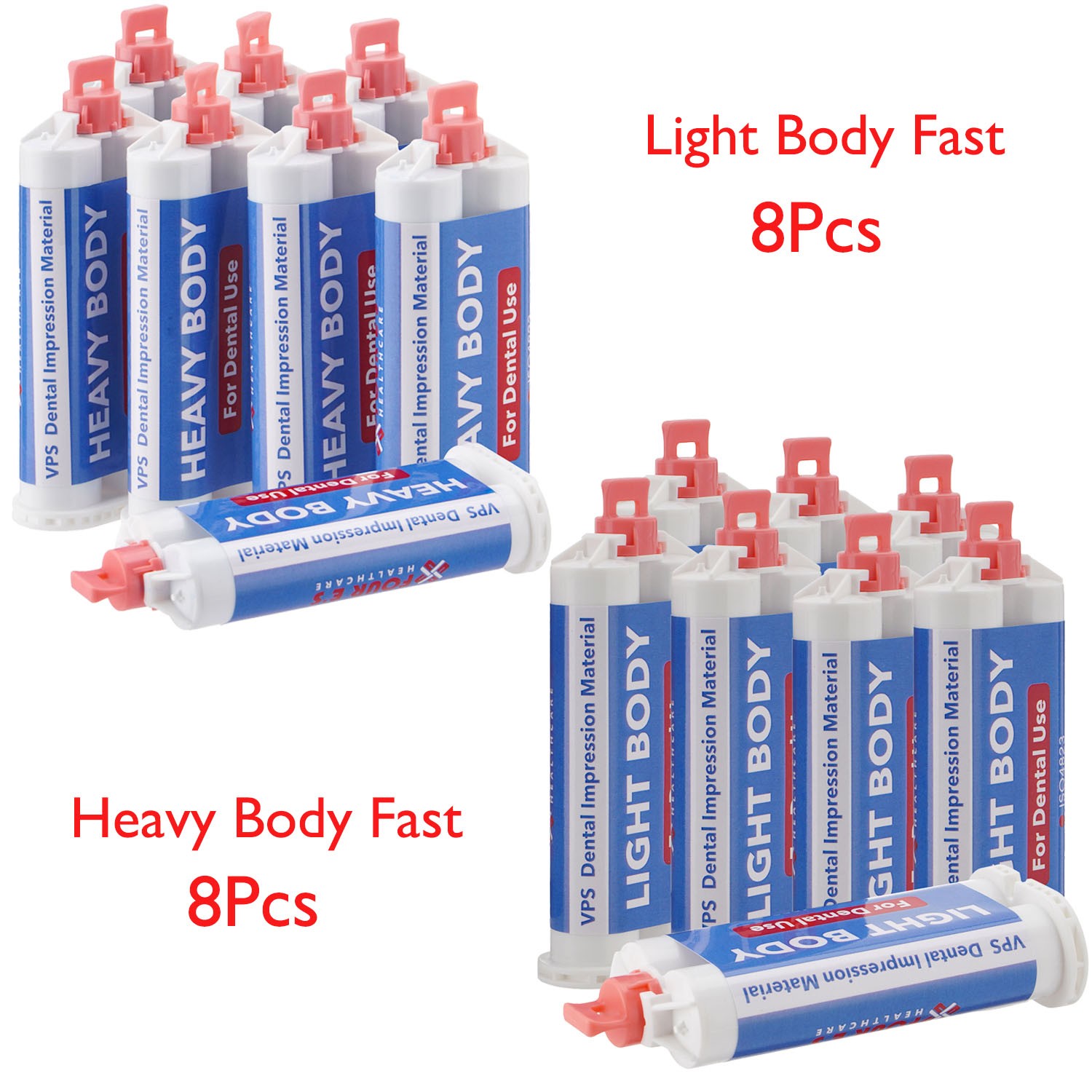 Set of 8 Dental Impression Material VPS PVS-Heavy/Light Body Fast Set 50ml