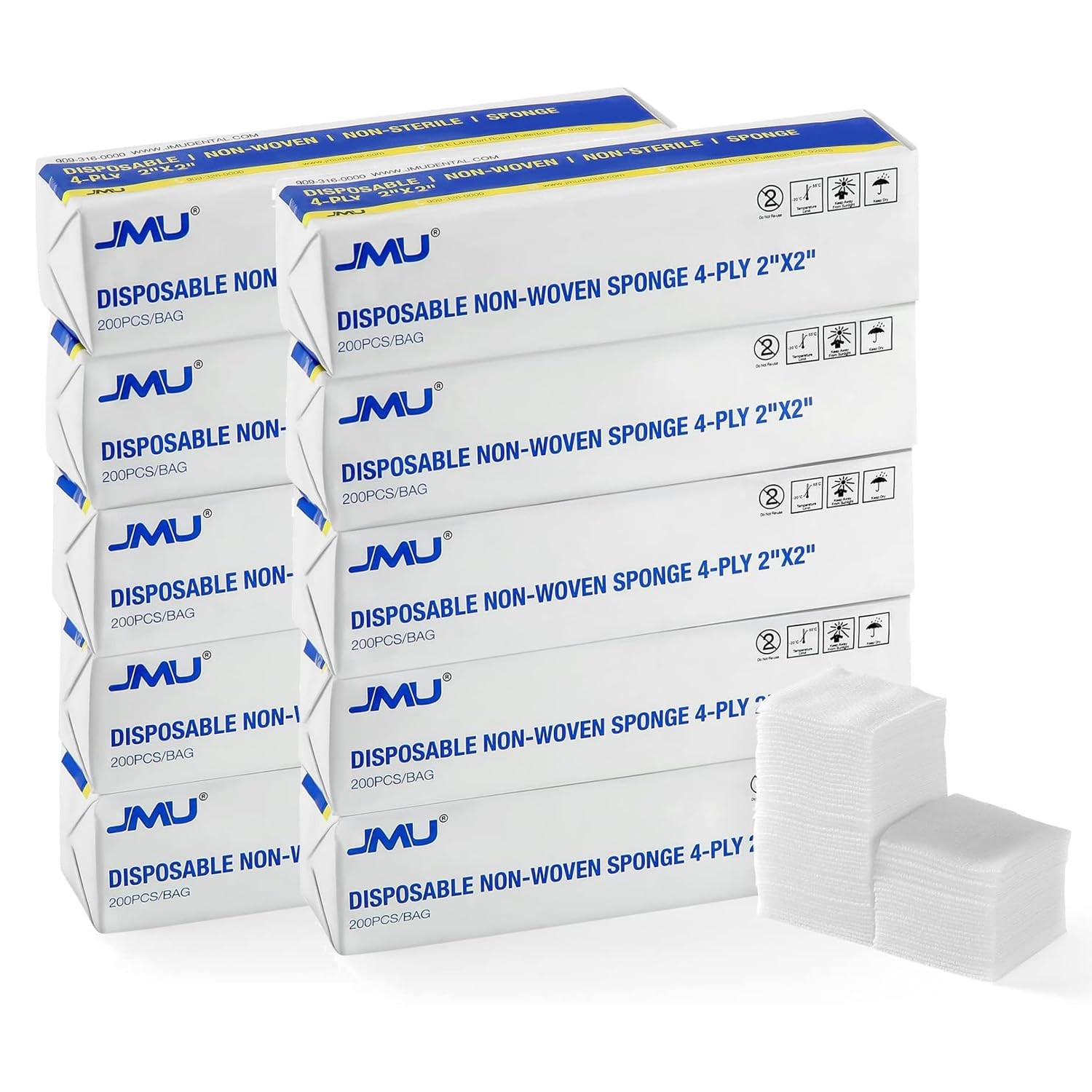 2000 Gauze Pads 2×2, Non Woven Sponges 4-Ply Non-Sterile Guaze All Purpose Ga…