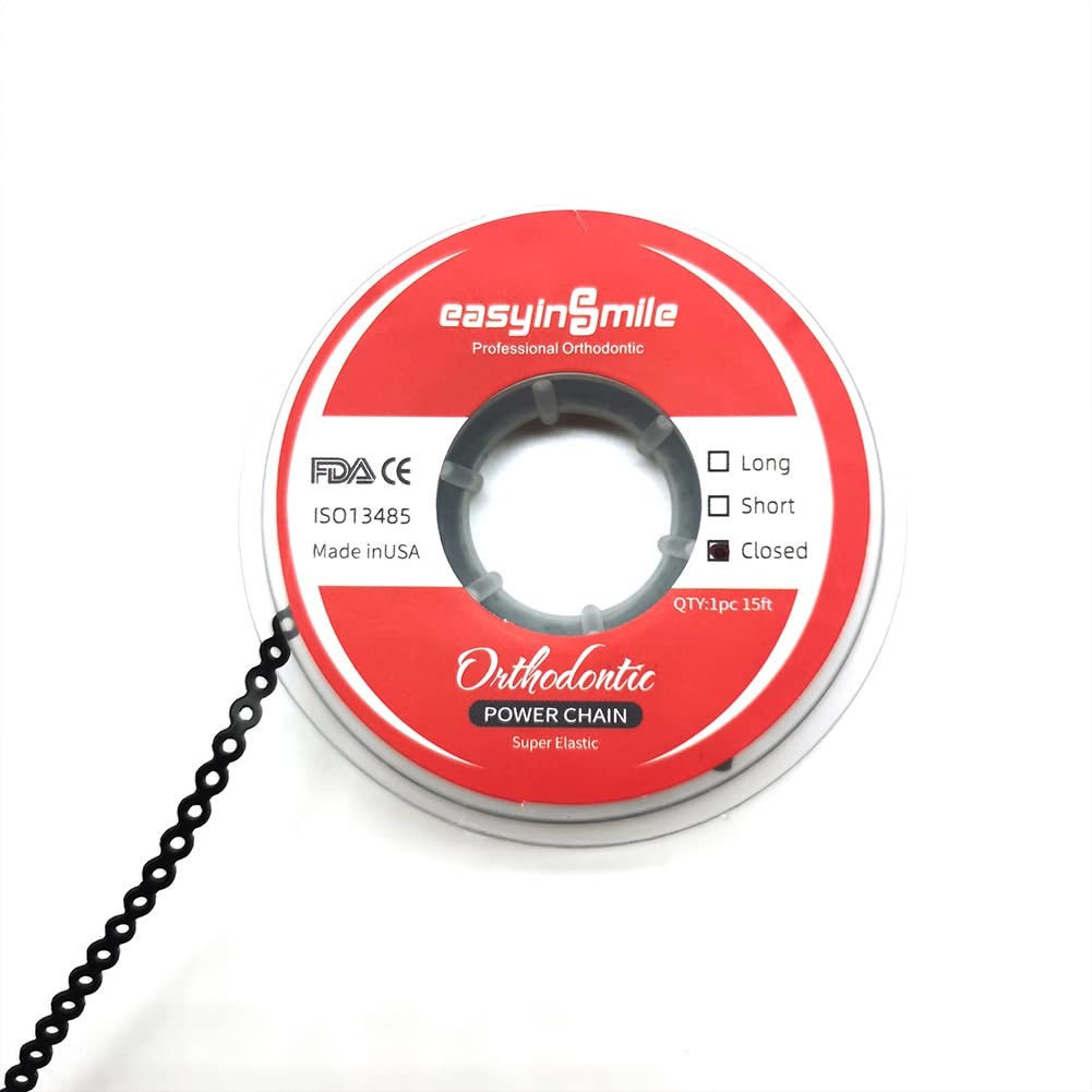 SNAWOP Dental Orthodontic Power Chain Multicolor Spool Elastic Closed, Black