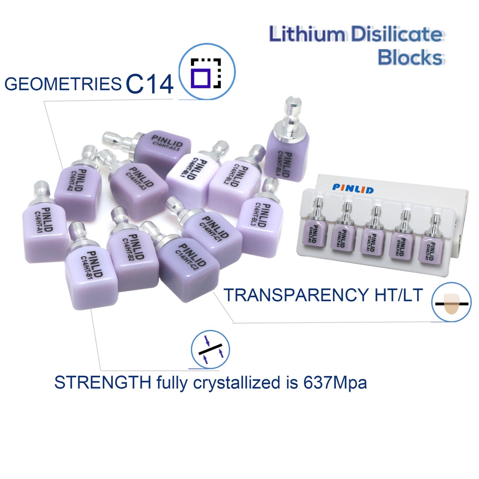 LT/HT C14 Dental IPS e.max Lithium Dislicate Glass Ceramic block CAD CEREC/InLab
