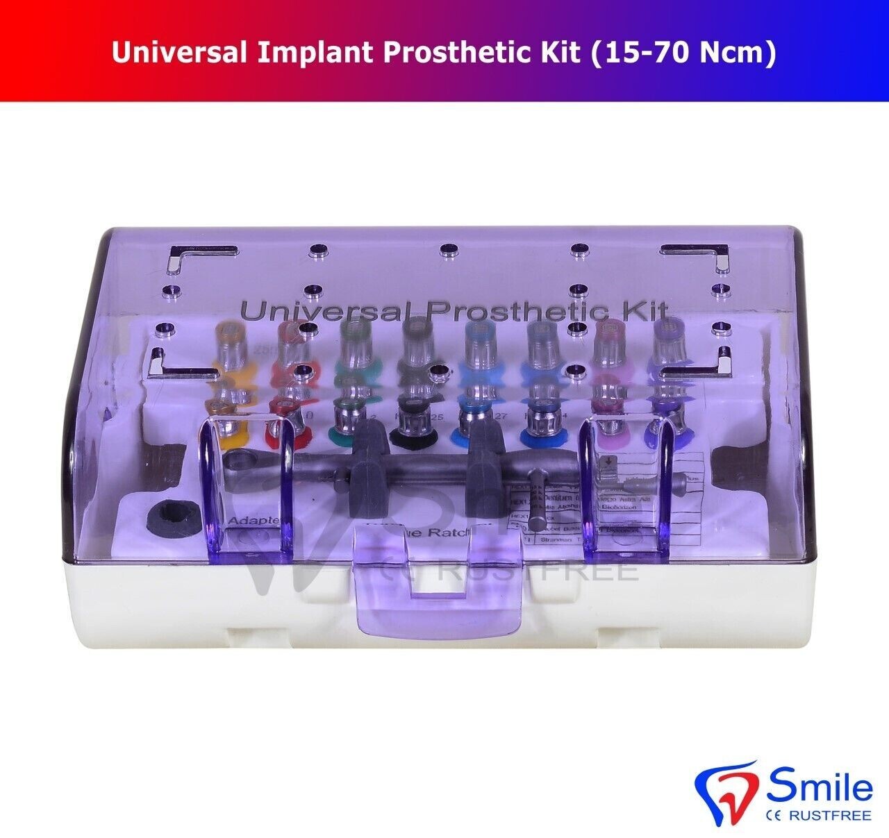 Universal Implant Abutment Ratchet Torque Wrench 16 Drivers Kit 15-70 Ncm CE