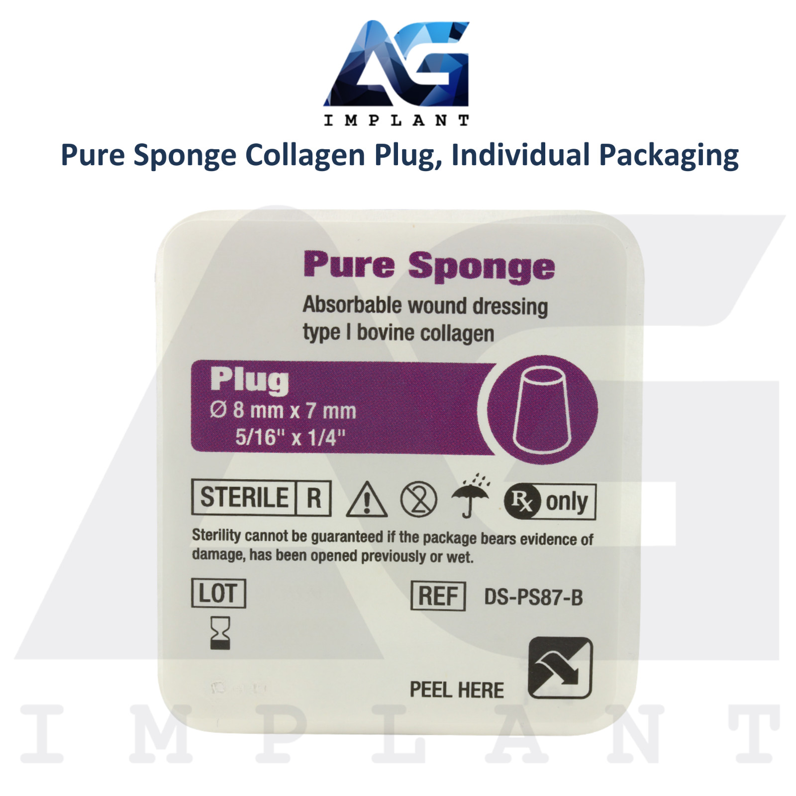 Dental Pure Collagen Sponges 10 Individually Packed Plugs Sterile Void Filling