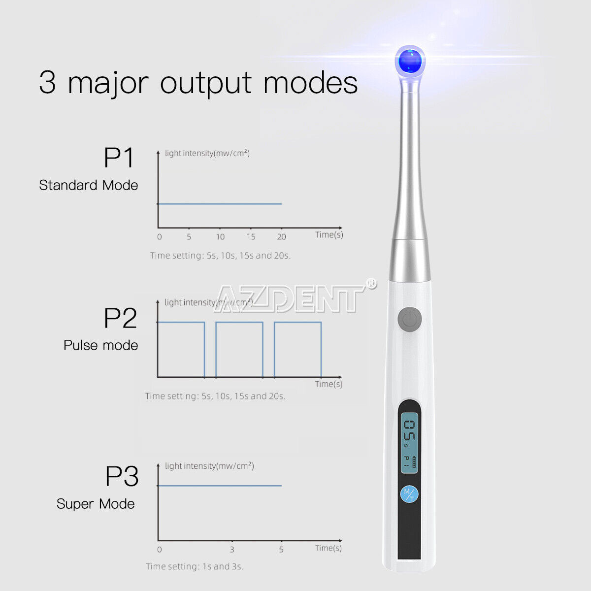 AZDENT Dental Wireless LED Curing Light 1 Second Cure Lamp Metal Head