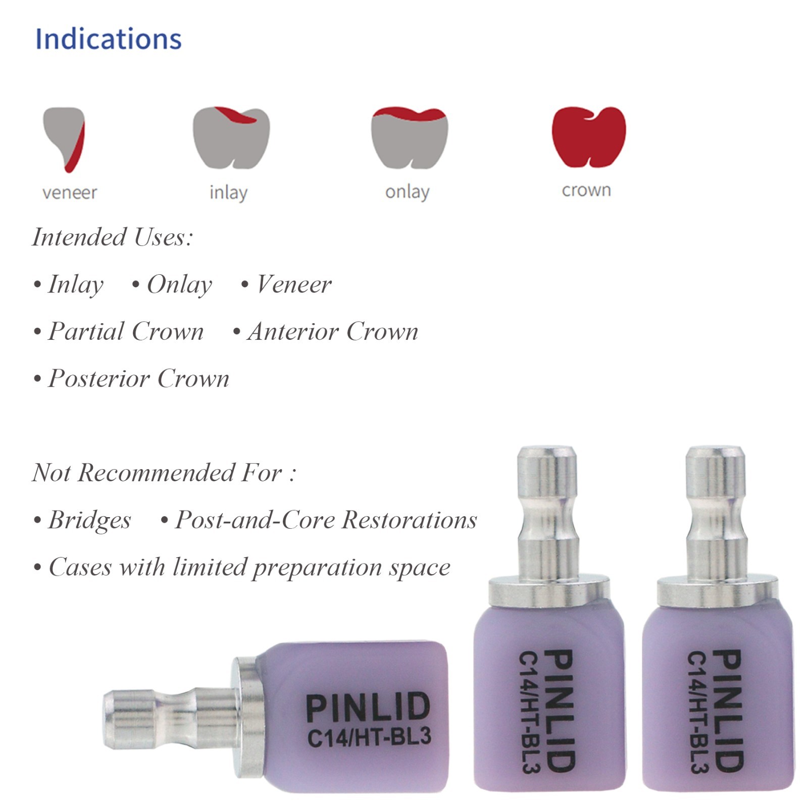 US Dental Lithium Disilicate Blocks C14 CEREC HT-BL3 CAD/CAM Milling For Crown