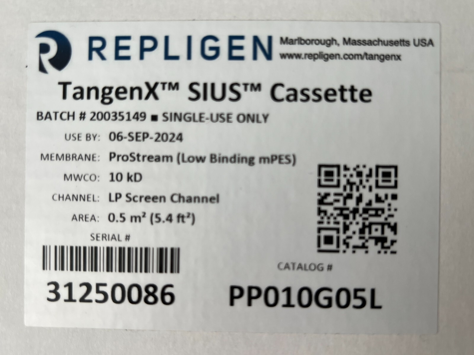 Repligen PP010G05L TangenX SIUS Cassette