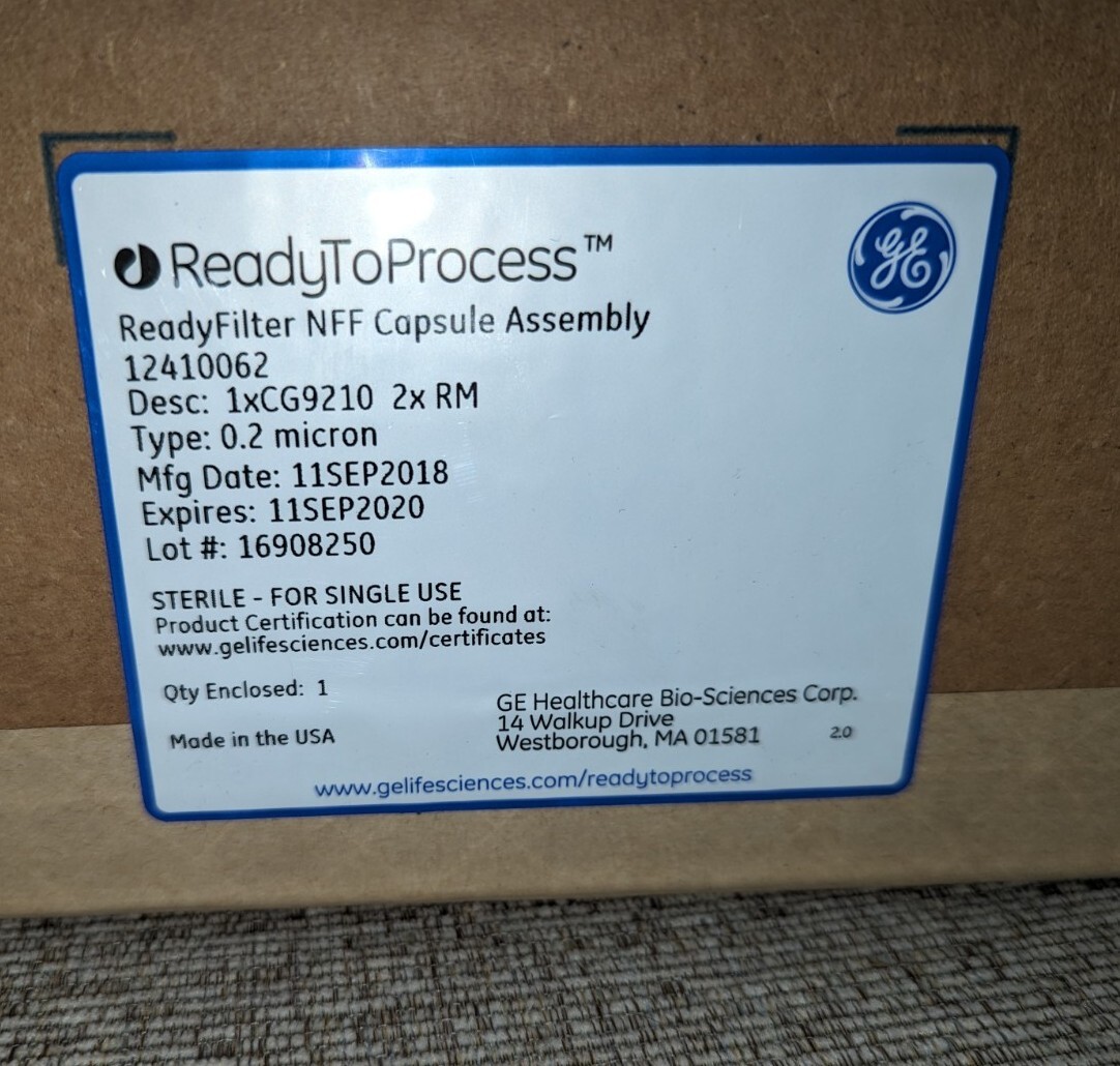 GE LIFE SCIENCE ReadyFilter NFF Capsule Assembly 12410062 (1/Box) 1xCG9210