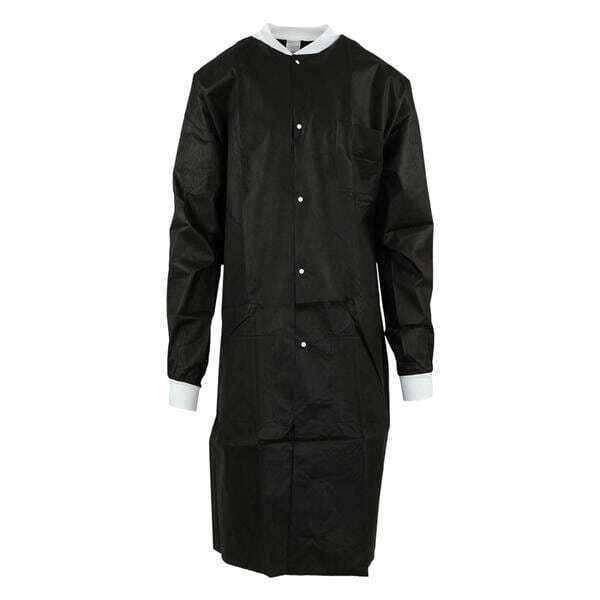 Medicom 8119-D SafeWear Hi-Perform Lab Coat Black Extra Large 12/Pk