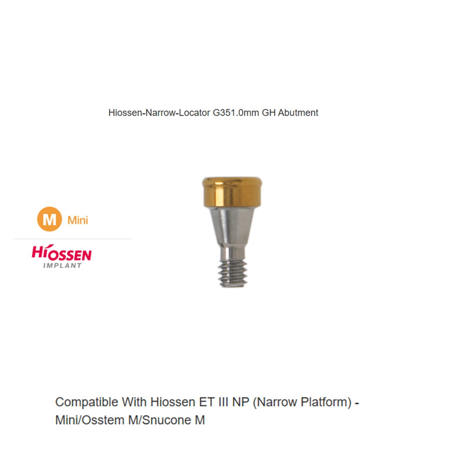 Locator Abutment fits 1-6.0mm HIOSSEN ET II/III SA Fixture Mini 3.5mm Platform