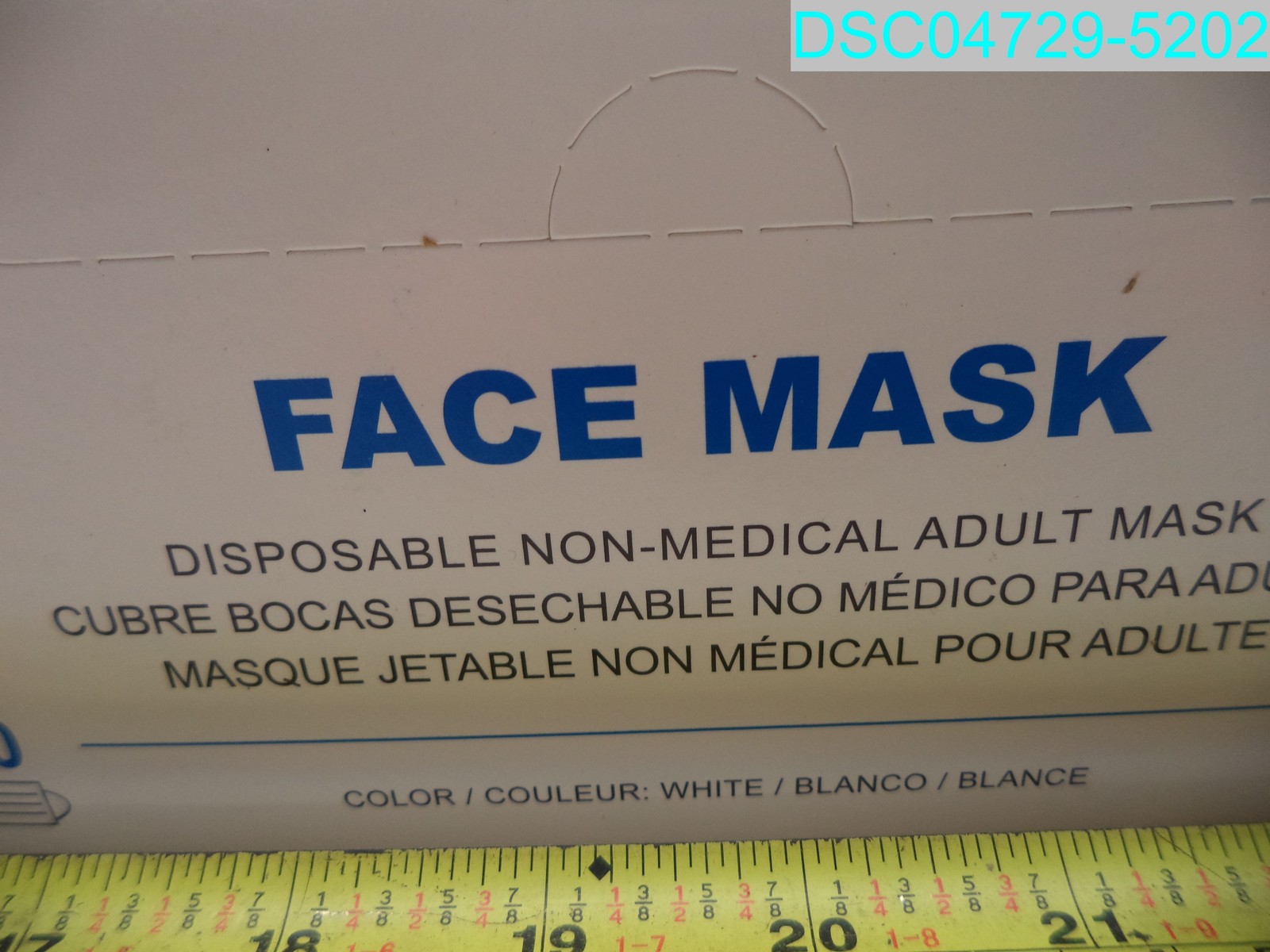 QTY=500(10 X 50): P518025 White Non-Medical Adult Face Mask