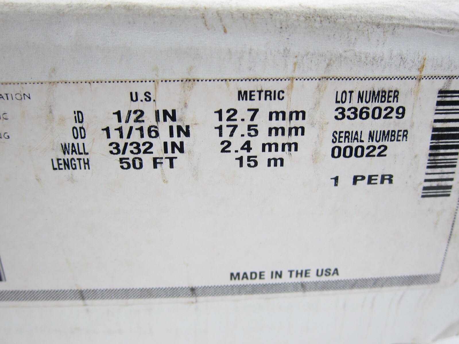 New 50 FT Tygon AAC00037 1/2″ ID x 11/16″ OD x 3/32” Wall R-3603 Lab Tubing