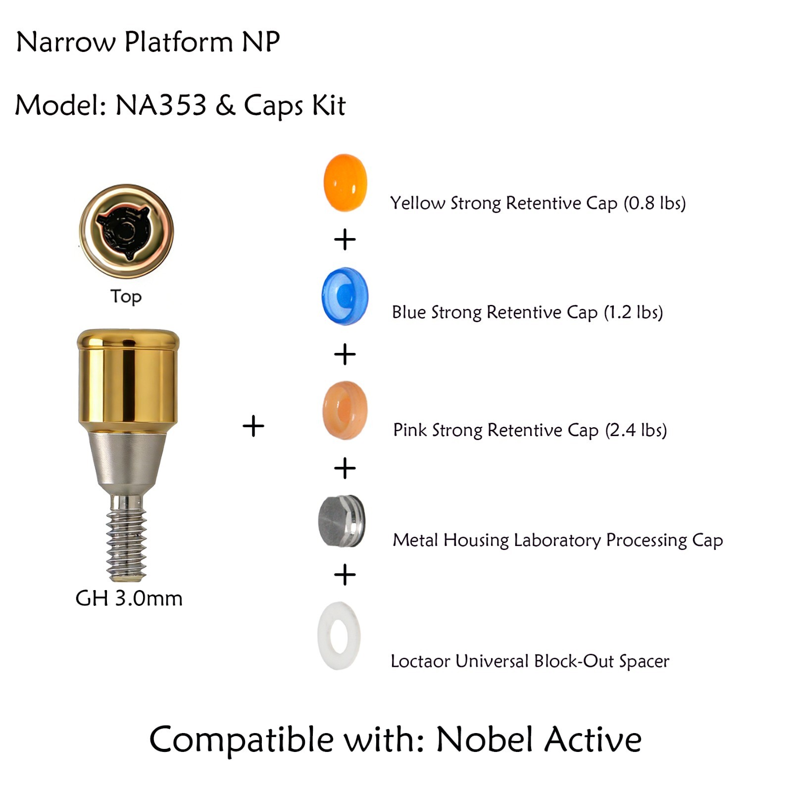 Zest Locator Anchor Abutment for NOBEL NobelActive Conical Connection NP 1-5mmGH
