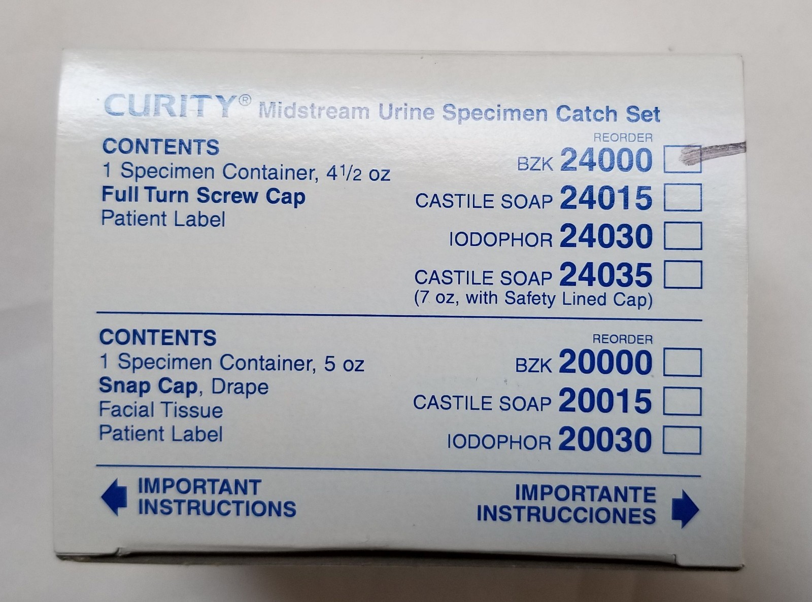 Kendall Curity Midstream Urine Specimen Catch Set / Cup Ref 24000