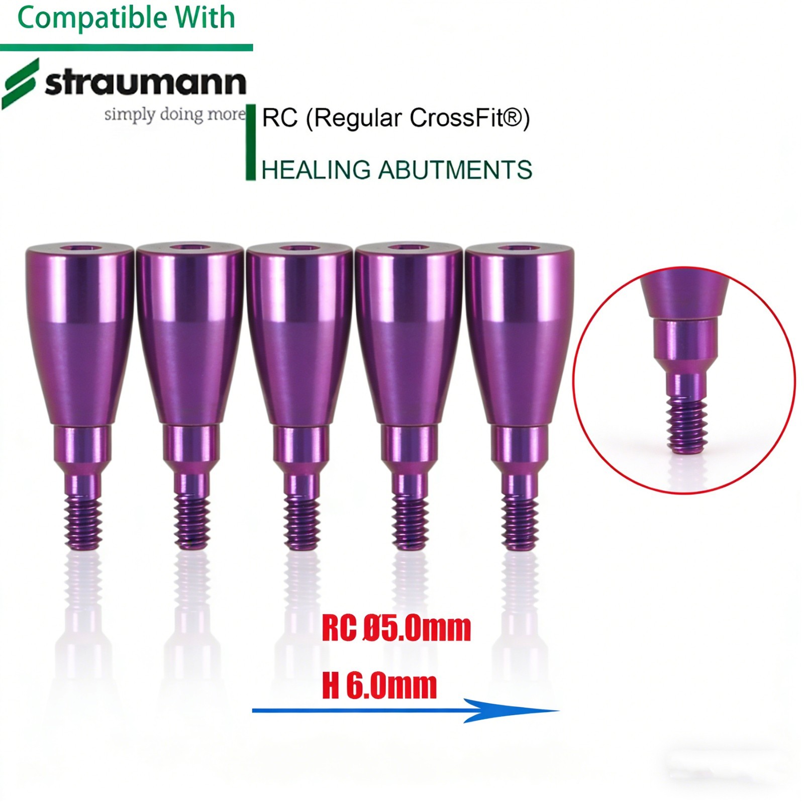 Straumann RC Healing Abutment & Closure Screw BLT Bone Level Titanium 5pcs/set