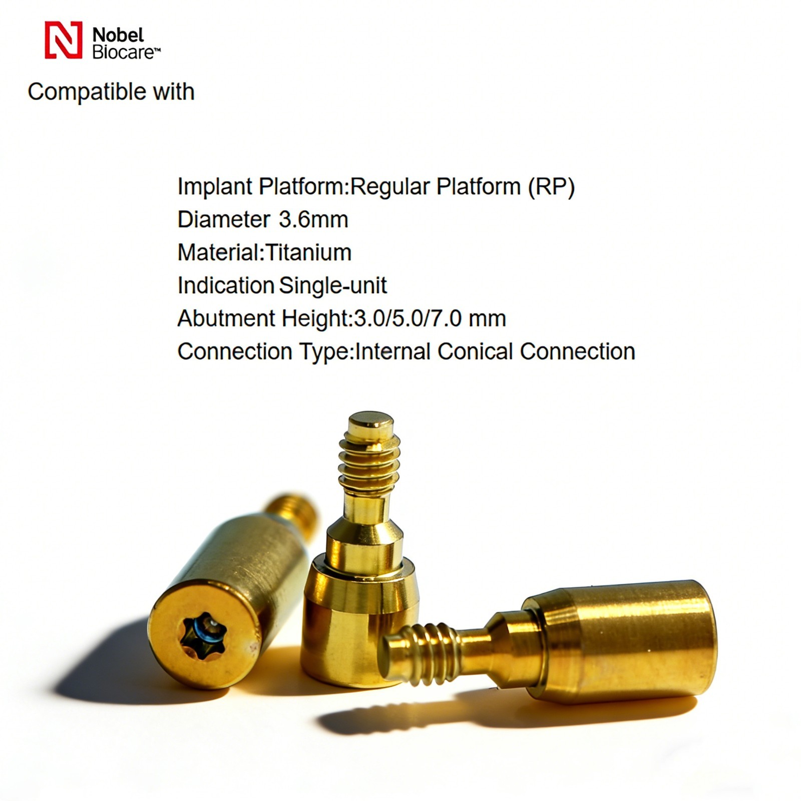 US Dental Healing Abutment NP RP ∅3.6/5.0/6.0 for Nobel Active Conical Titanium