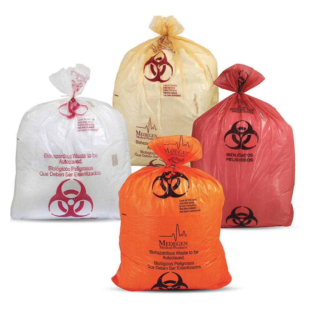MEDEGEN MEDICAL PRODUCTS 5023 Autoclavable Biohazard Bags,44 gal,PK100 245T10