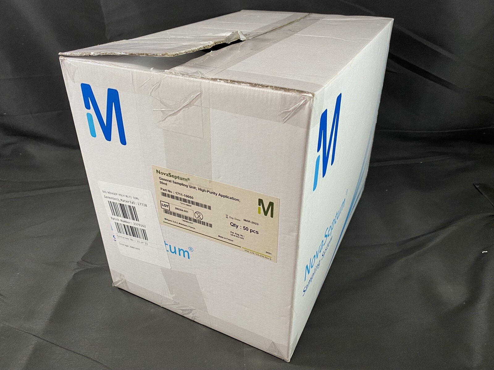 MILLIPORE 50mL NovaSeptum High Purity General Sampling Unit 1711-10050 (50/cs)