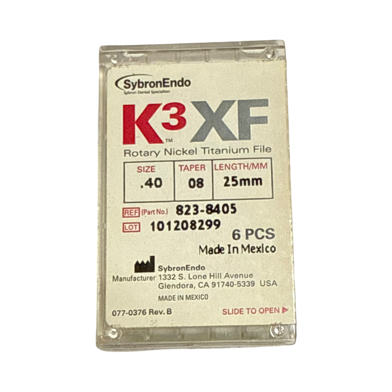 SybronEndo K3 Nickel-Titanium Files NiTi Endo Files K3 .40/08 25mm
