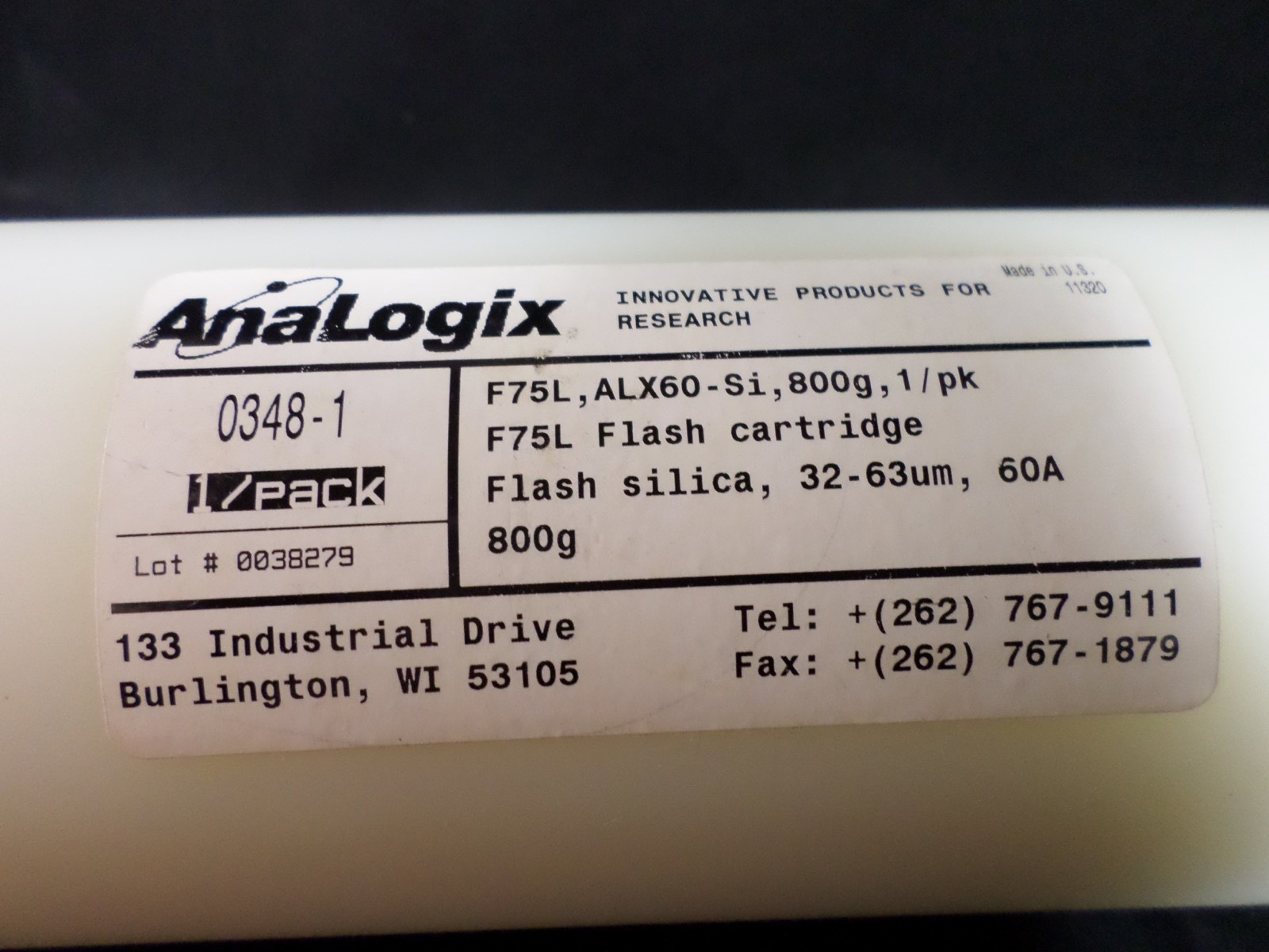 ANALOGIX 800g 30cm F75L ALX60-Si Silica Flash Chromatography Cartridge 0348-1