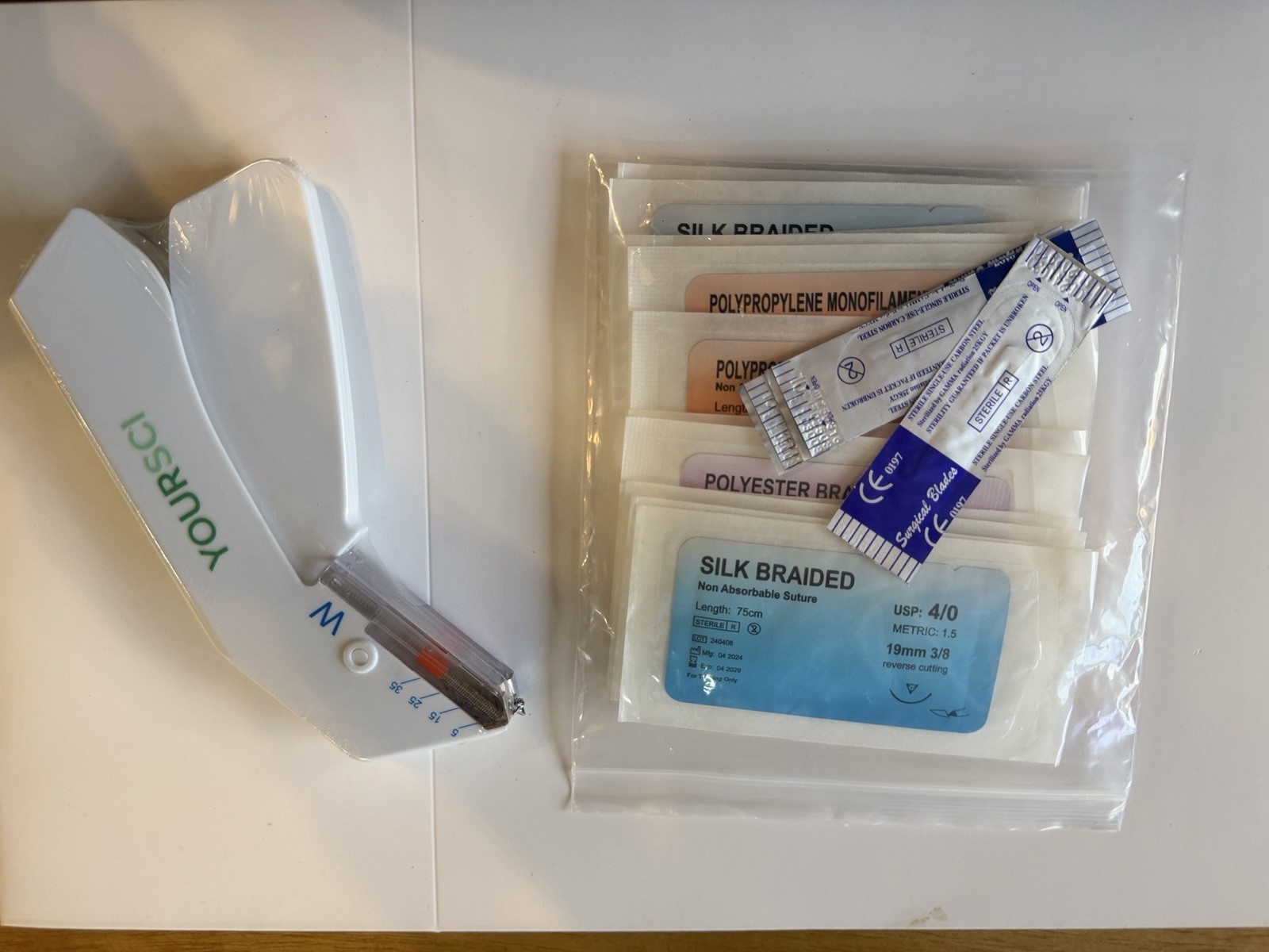 YourSci Suture Practice Kit w/ Instruments, Sutures & Silicone Pad for Surgery