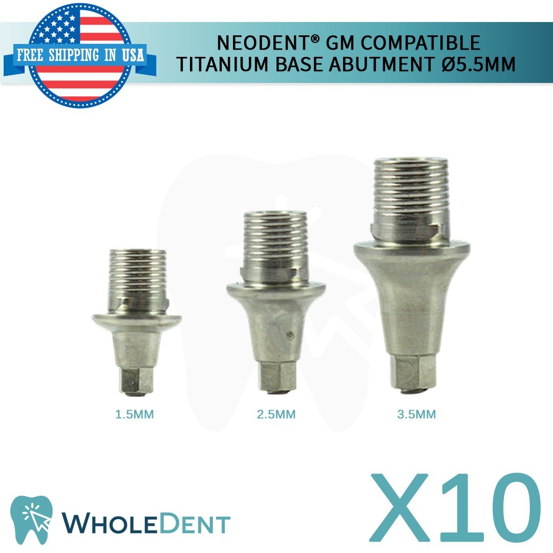 10X Titanium Base Dental Prosthetic Compatible with Neodent® GM Ø5.5mm Lab