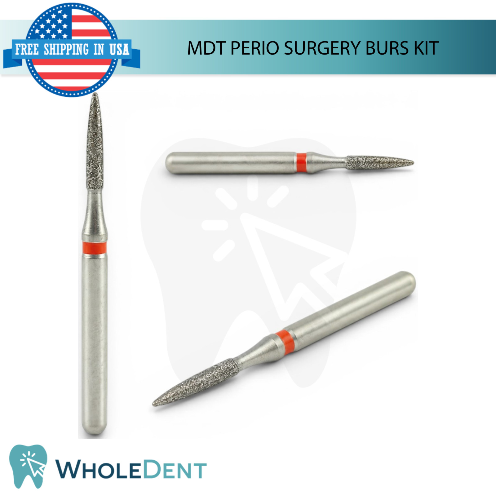 MDT Perio Dental Burs Kit 13Pc Stainless Steel Diamond Coated B0ne Shaping Tool