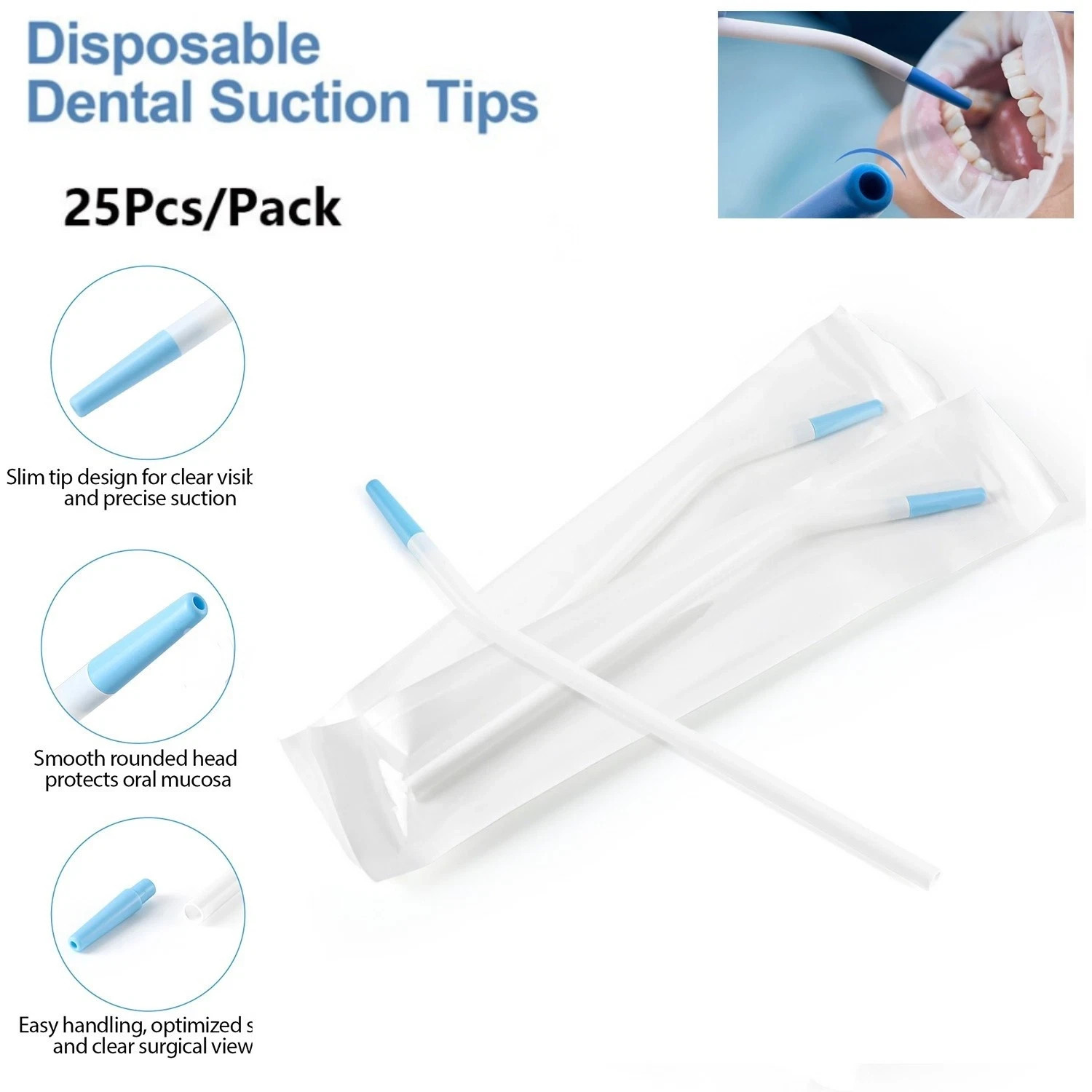 Dental Disposable Surgical Saliva Ejector Evacuation Suction Tubes Aspirator