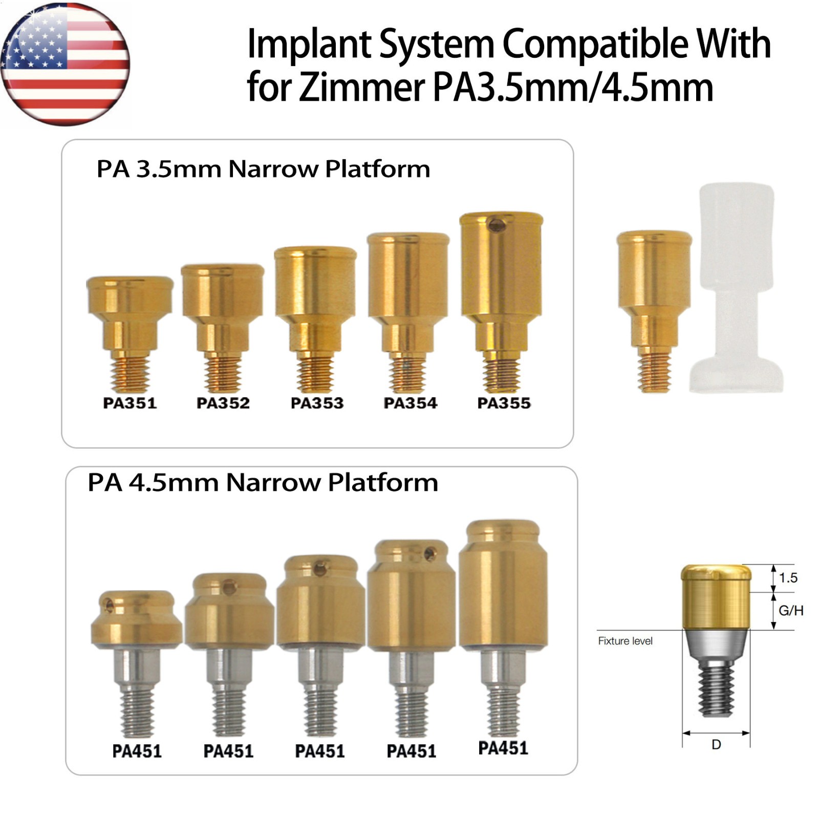 US Dental Locator Abutment For Hiossen Osstem/Nobel Active Biocare CC/Zimmer/MIS
