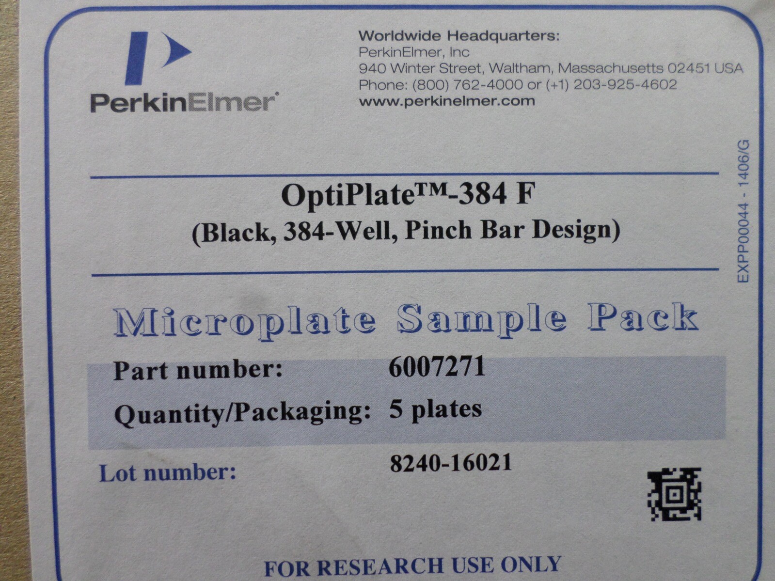 PERKINELMER OptiPlate-384 F Black 384-Well Pinch Bar Design Microplate (5/Pack)