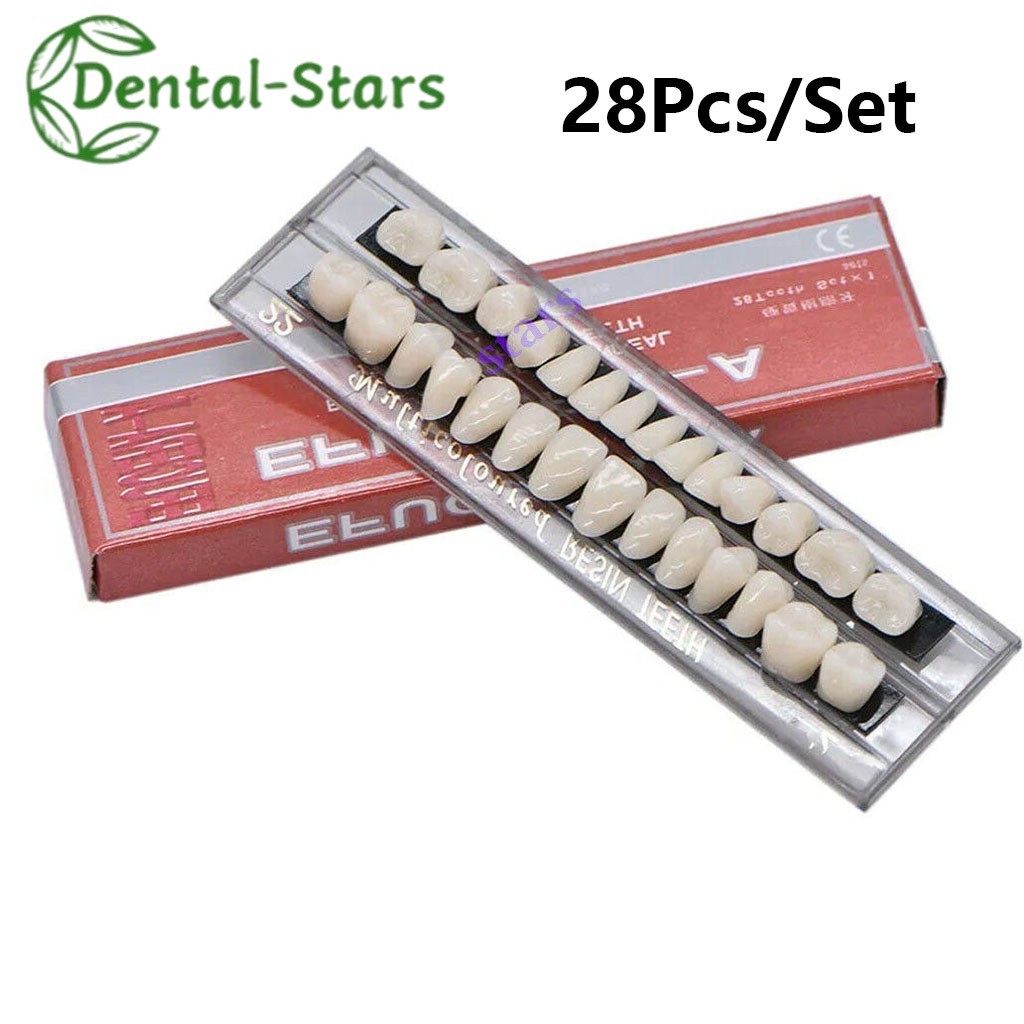 2 Sets Dental Acrylic Denture Resin #22 #23 Shade A2 A3 False Teeth Full Set U+L